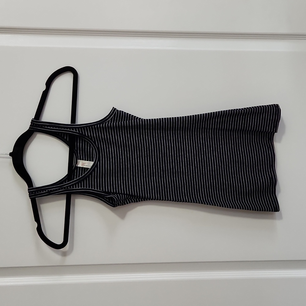 NWOT Black and White Striped Fitted Tank, Medium